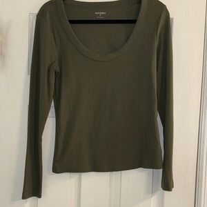 Old Navy Women's Dark Green Scoop Neck Top - Snug Fit - Size L